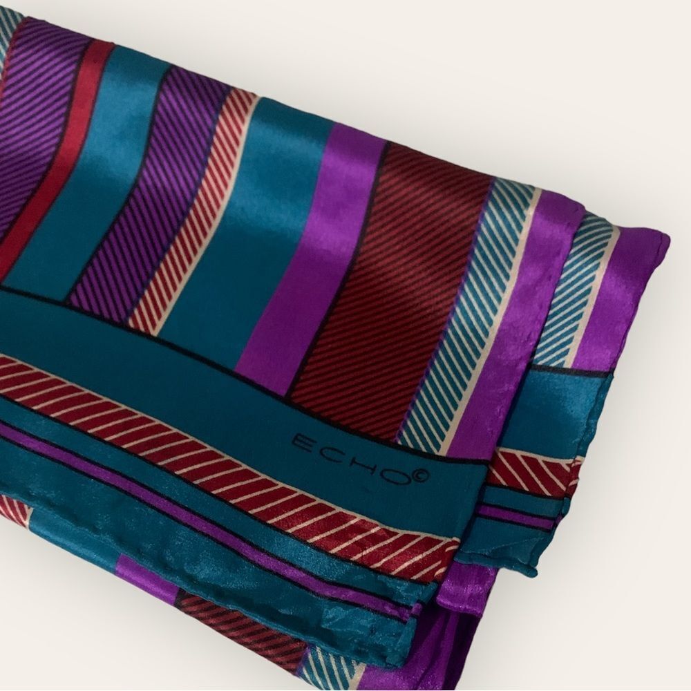 Vintage ECHO Striped Silk Scarf